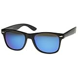Flat Matte Reflective Revo Color Lens Large Wayfarers  Style Sunglasses (With Free Microfiber Pouch)
