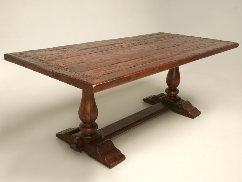 Trestle Dining Table with Rustic Plank Top