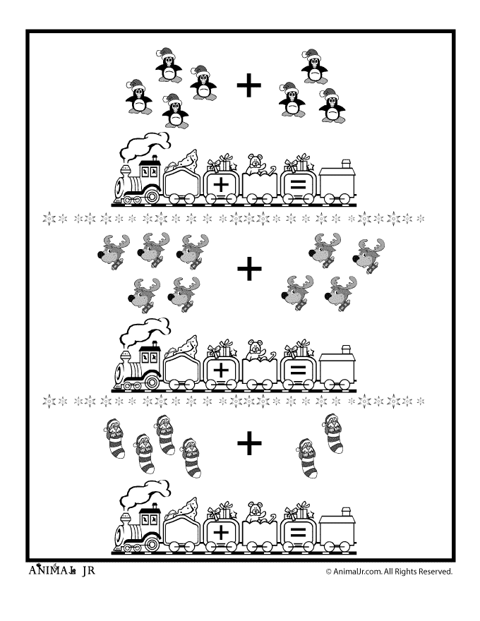 Animal Jr. | Christmas Math Addition Worksheet – Picture Groups