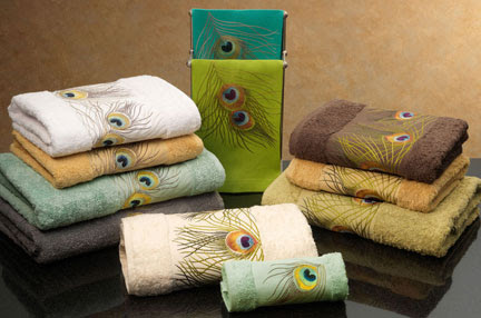 Peacock Embroidered Towels by Anali | Gracious Style
