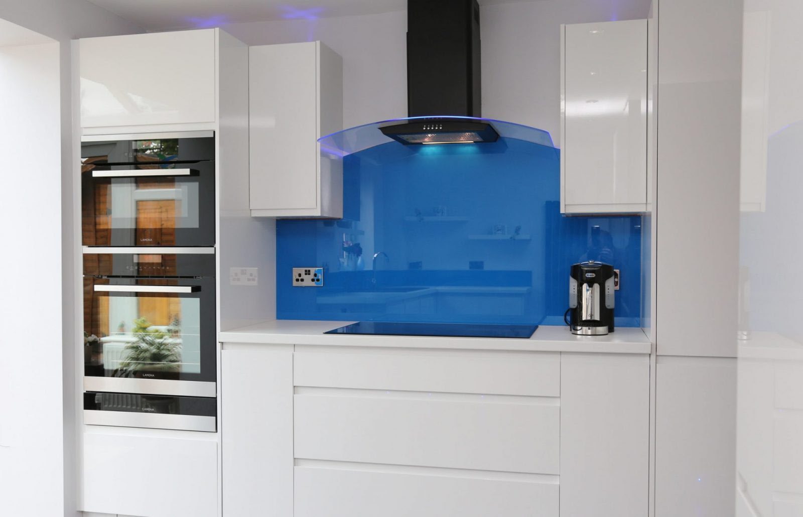Persian Blue Glass Splashback with Upstands - Glass ...