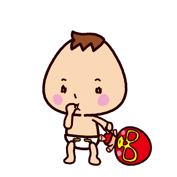 おもちゃを持った赤ちゃんのイラスト 2カット イラストくん
