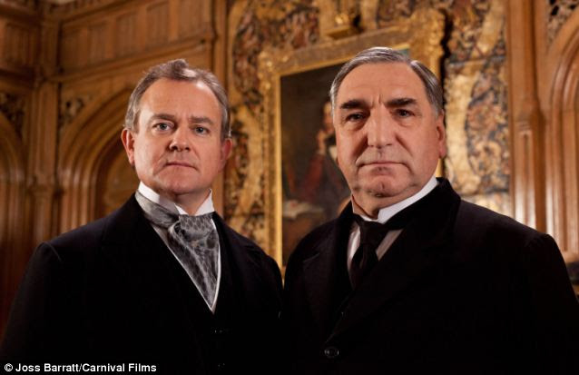 Popular: The British TV series Downton Abbey, starring Hugh Bonneville as Earl of Grantham (left), and Jim Carter as his long serving butler Mr Carson (right) depicts what life was like in the past for servants on a country estate