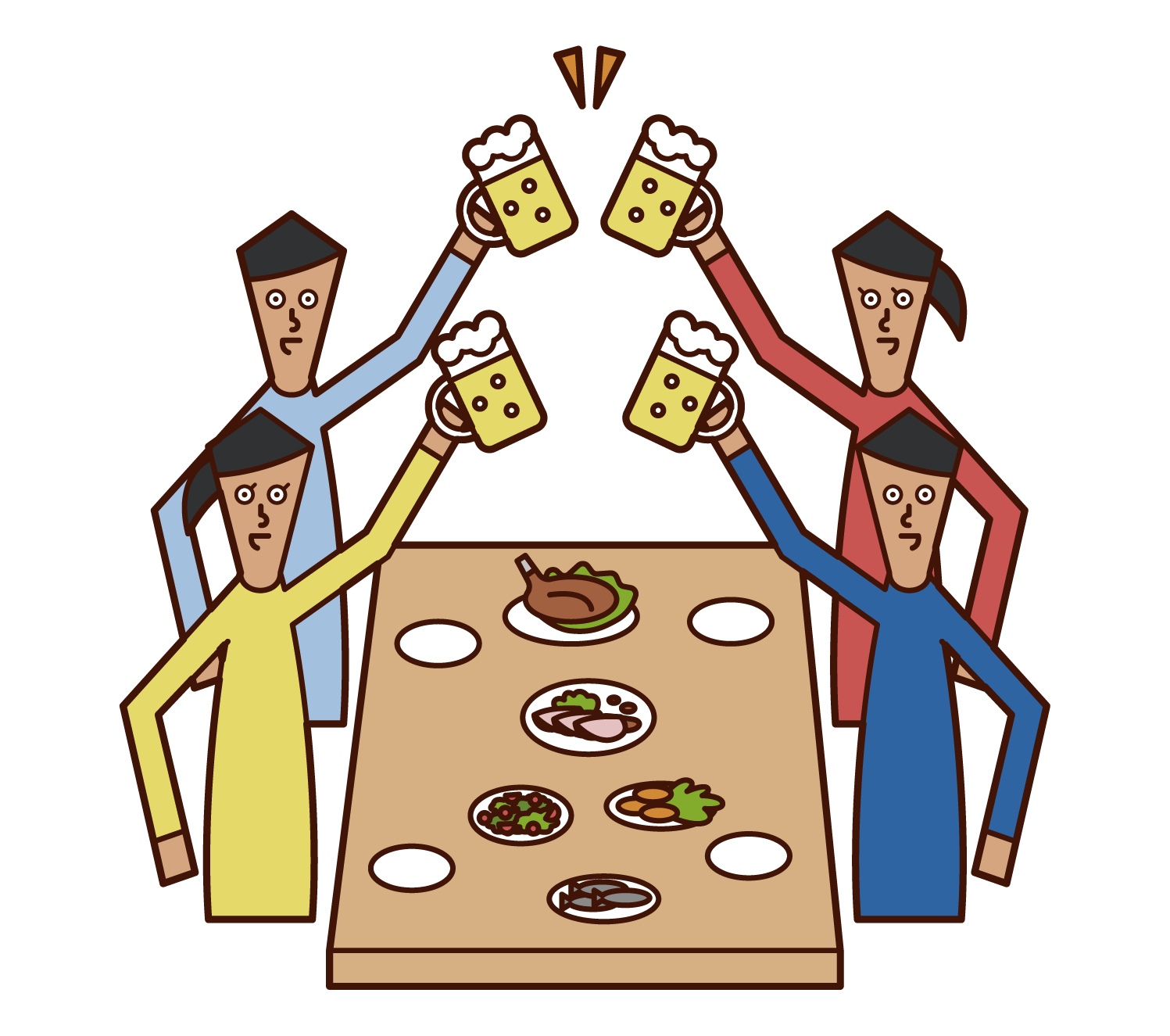 飲み会で乾杯する人たち 男女 のイラスト フリーイラスト素材 Kukukeke ククケケ
