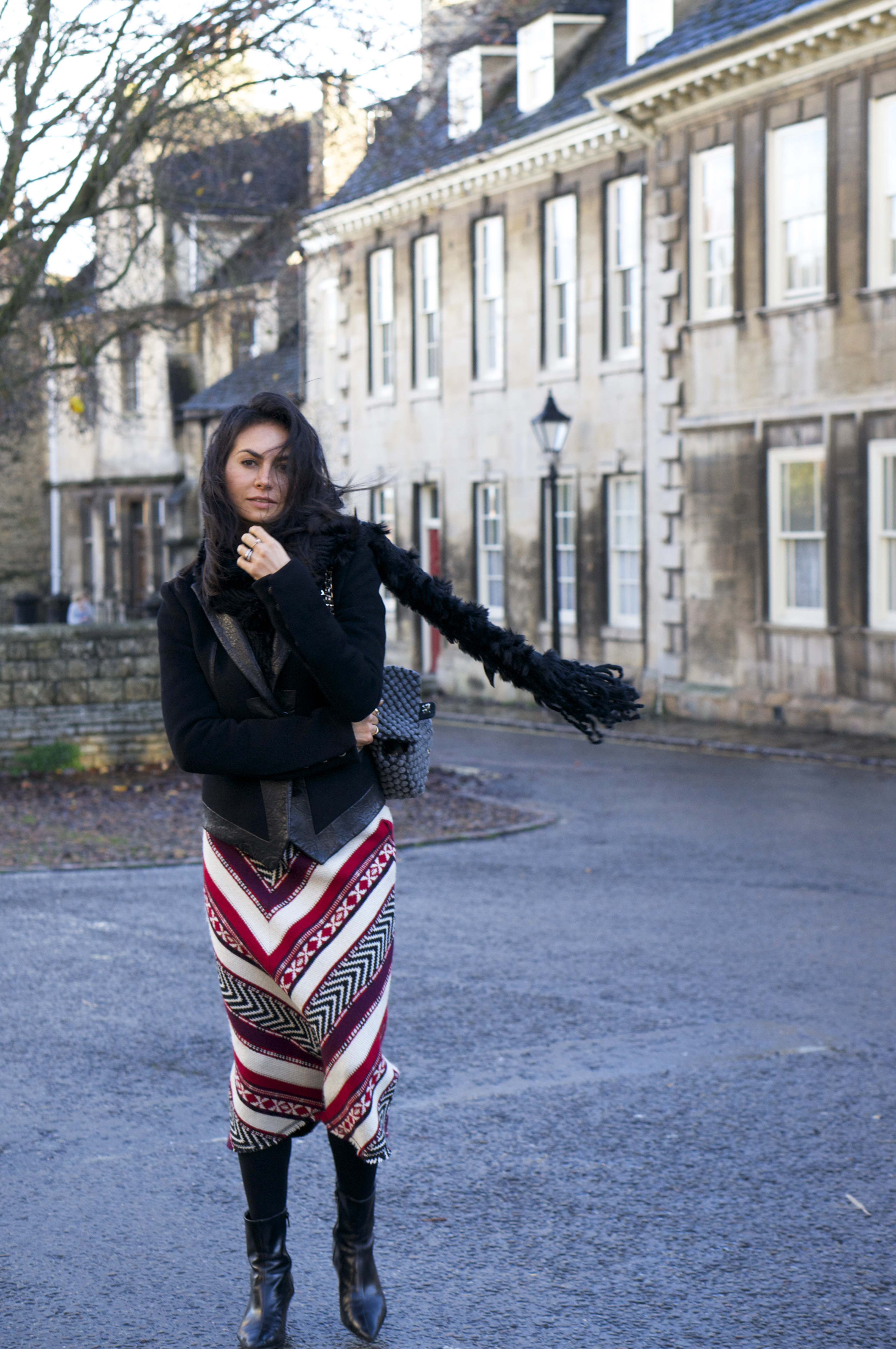 winter outfit midi skirt