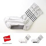 Hanes 3足組靴下 フルレングスソックスリブライン 【ハーフパイル】(HMS342)シルバーグレー25-27cm(M)