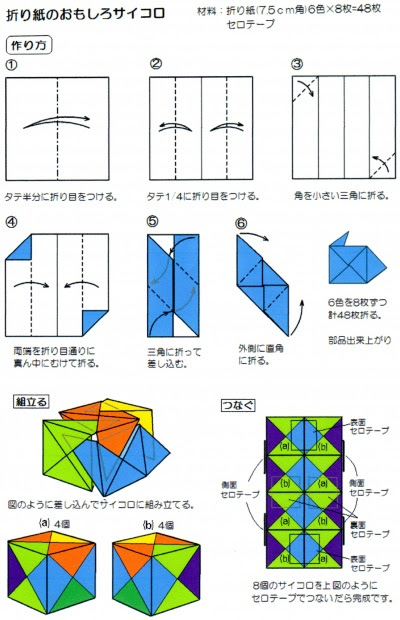 折り紙のおもしろサイコロ 泉州ひまわりネット