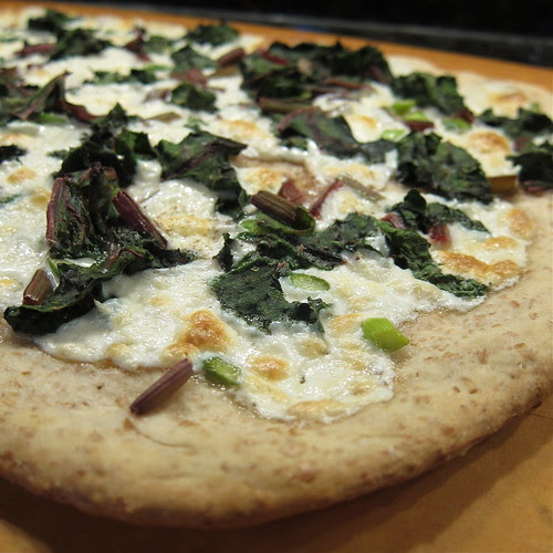 Beet Green & Garlic Scape Pizza