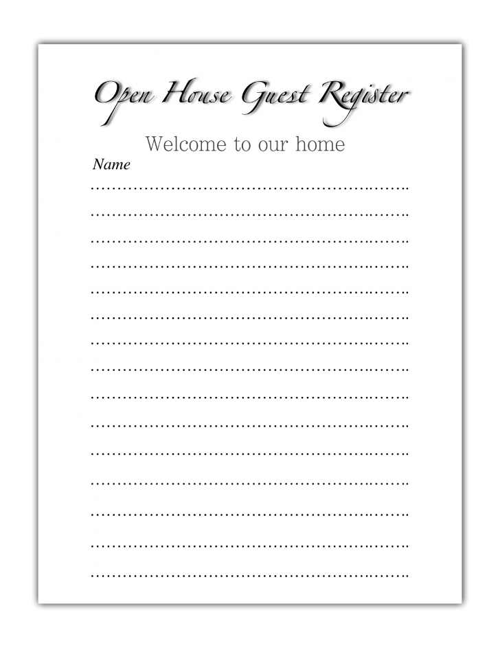open house sign in sheet