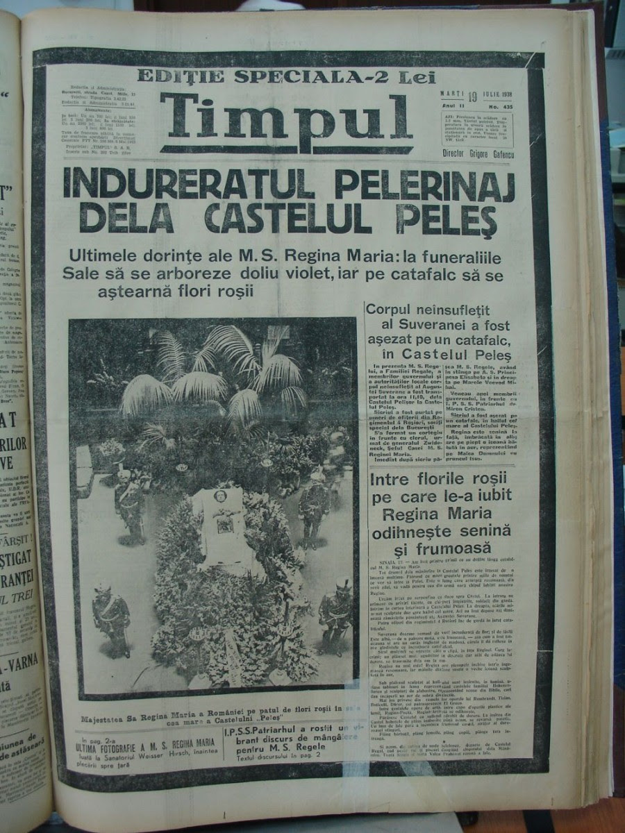 Trecerea la cele veșnice a Reginei Maria a tuturor românilor