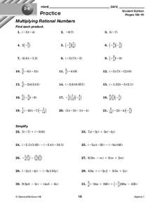 Rational Numbers Worksheet for 8th - 9th Grade | Lesson Planet
