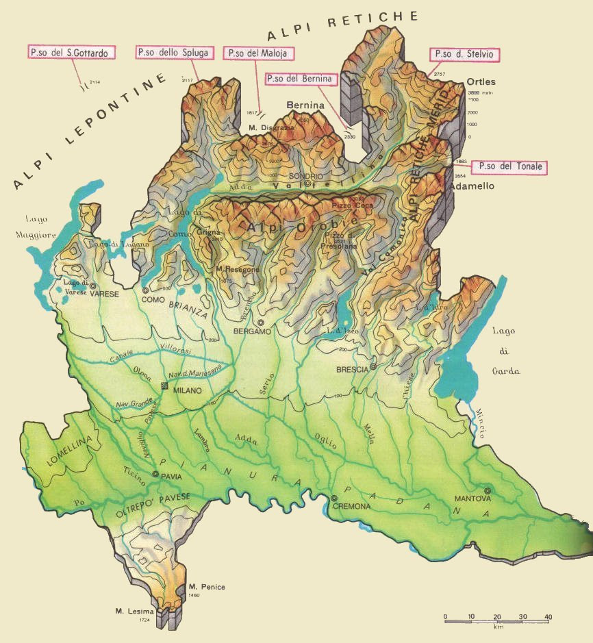 Cartine geografiche della Lombardia (Italia)