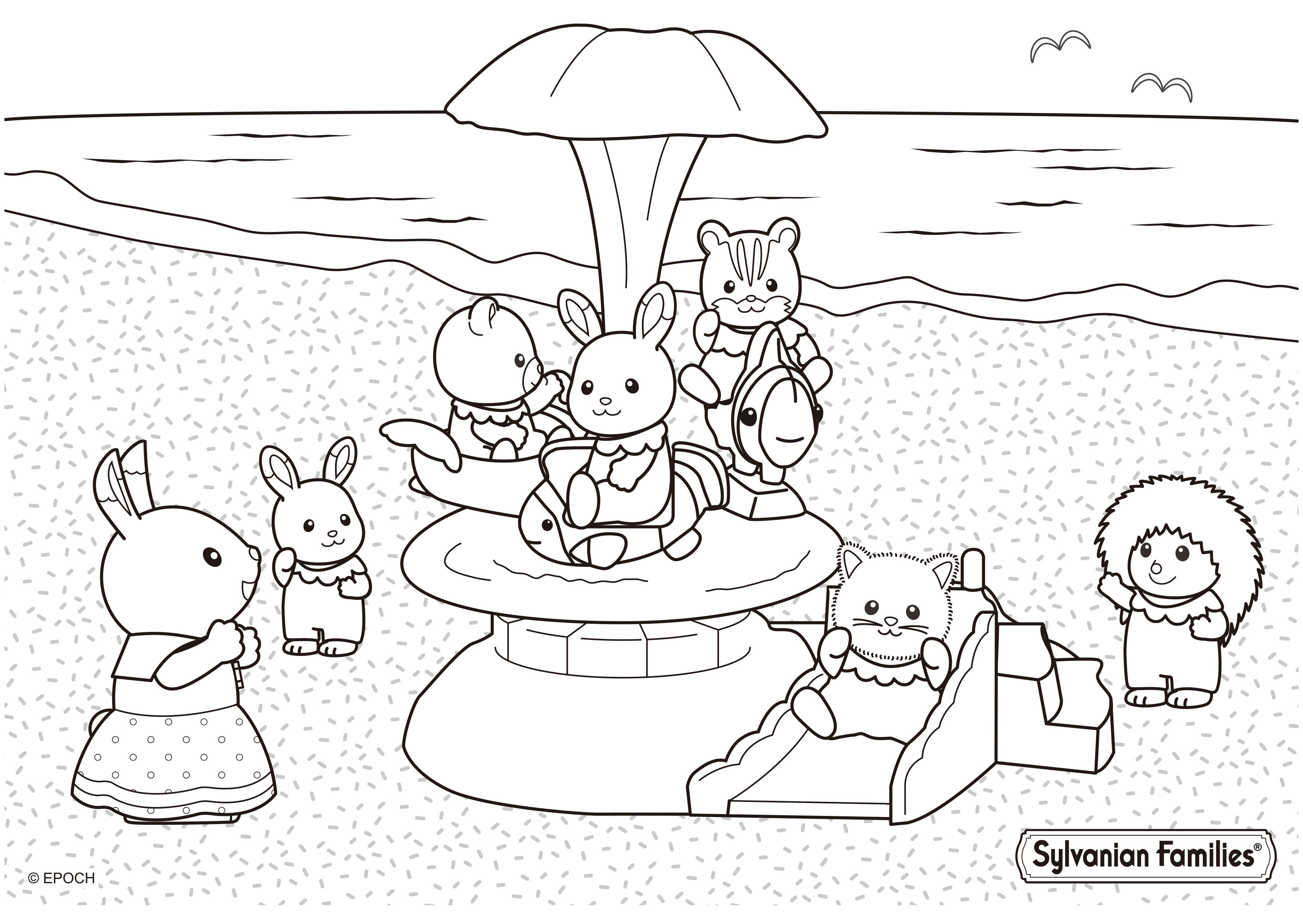 Un dessin   imprimer des bébés sylvanian qui s amusent