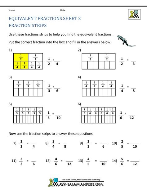 Webthese worksheets start with familiar fractions like halves and quarters and proceed through common fractions with larger denominators. equivalent fractions worksheet