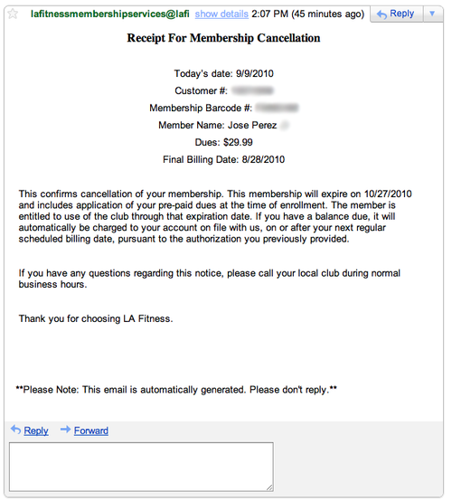 la fitness membership