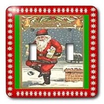  Sandy Mertens Vintage Christmas Designs - Vintage Santa on Roof With Presents - Light Switch Covers - double toggle switch