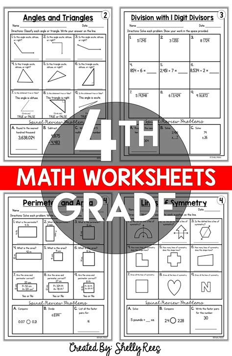 math for 4th graders printable worksheets