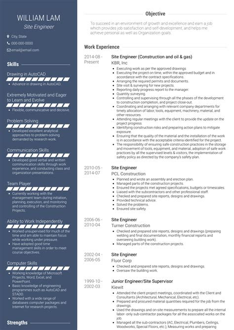 When you purchase through links on our site, we. Site Engineer - Resume Samples & Templates | VisualCV