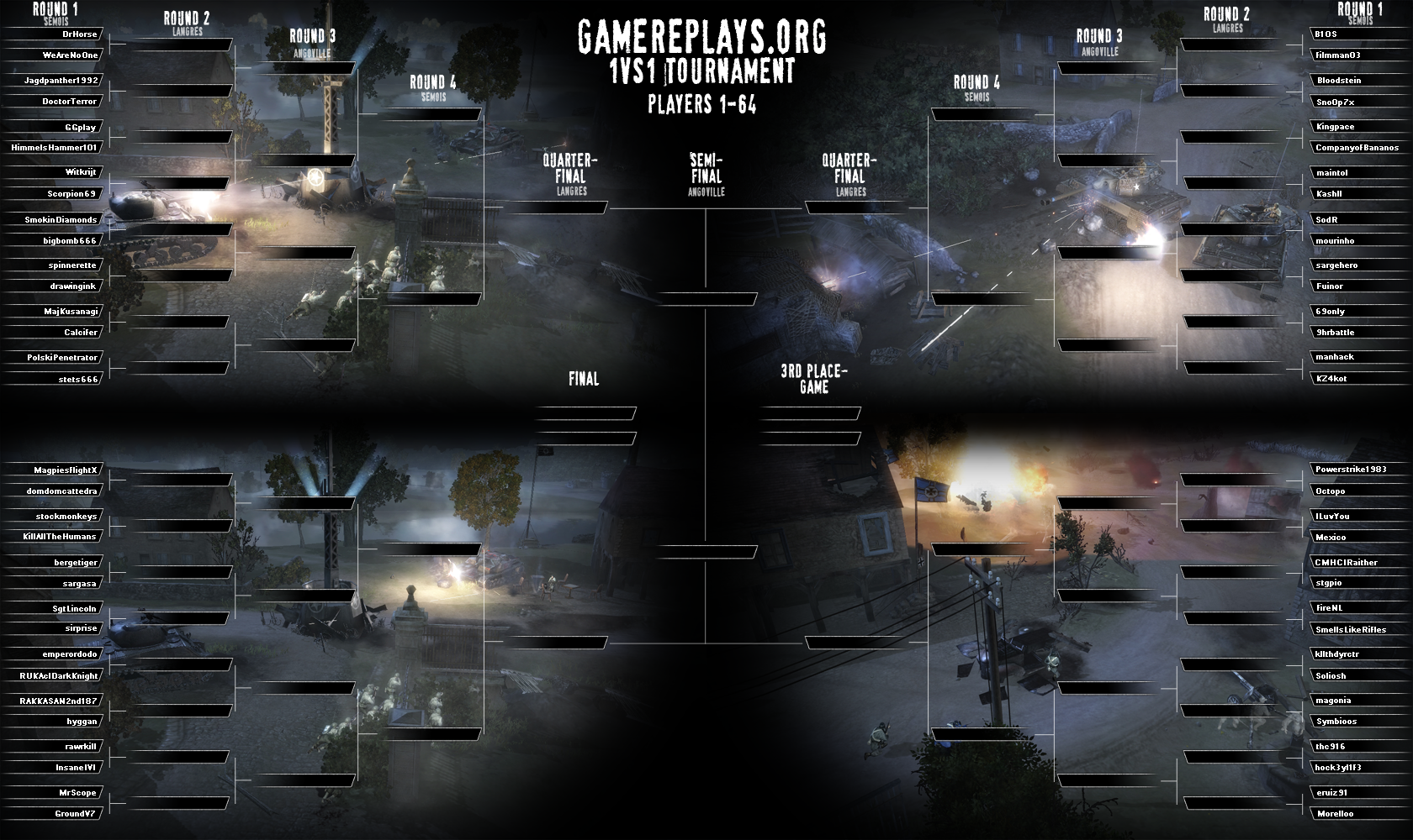 Sonoj が Company Of Heroes で遊ぶブログ Gamereplays Org 第12回 1v1 トーナメント組み合わせ発表
