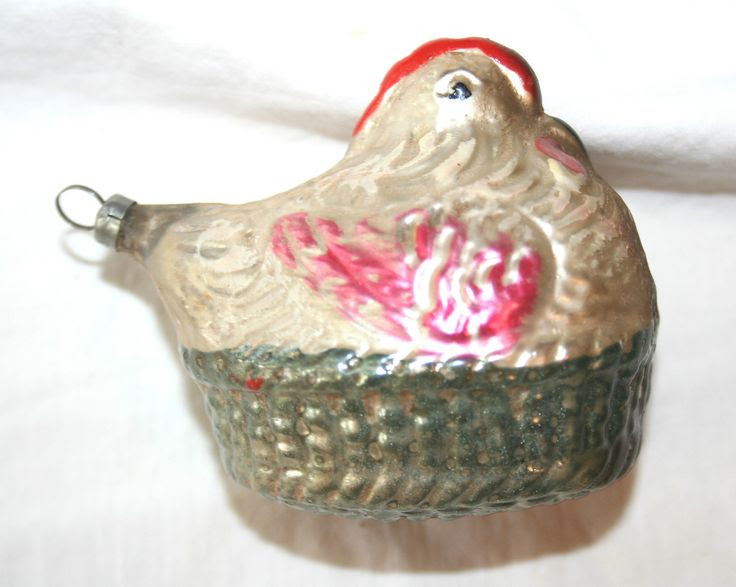 Early 1900s Hen Sitting on Nest Glass German Christmas Tree Ornament ...