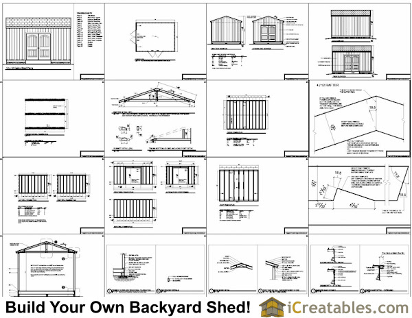 12x16 Shed Plans | Gable Shed | Storage Shed Plans | icreatables.com