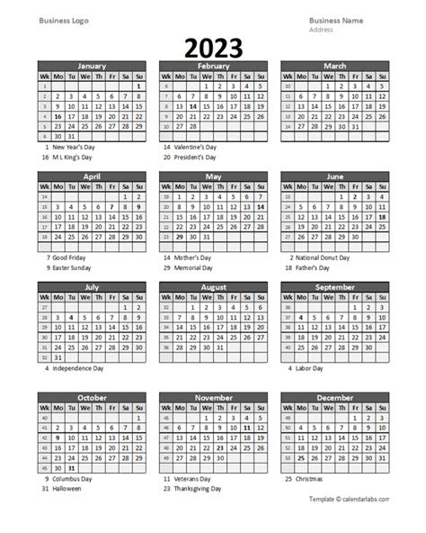  2023 calendar with week numbers