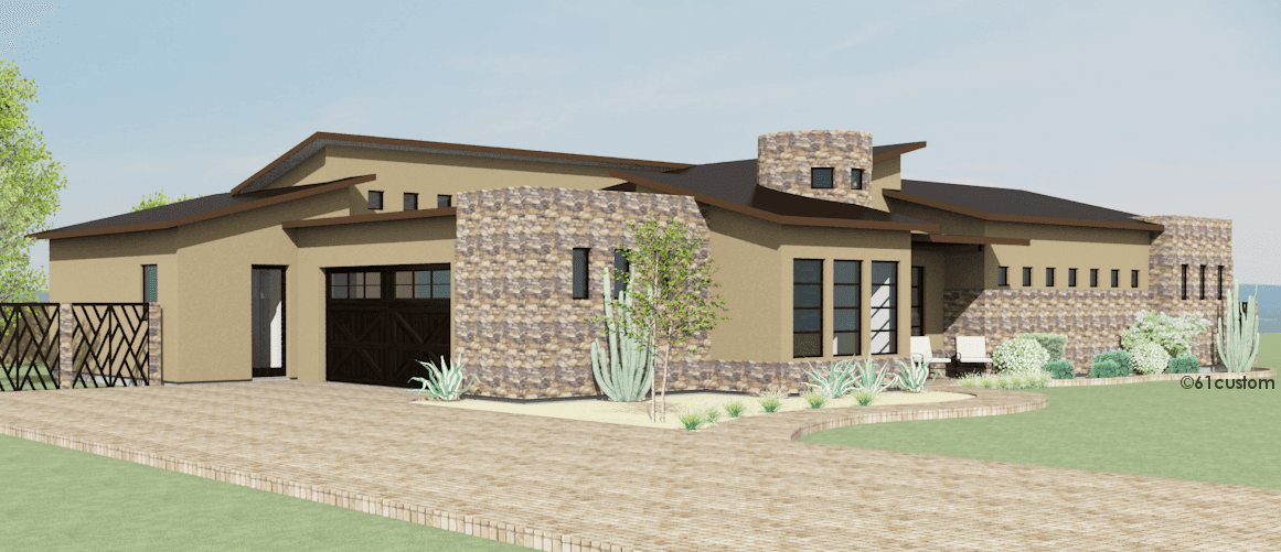 Contemporary Side  Courtyard  House  Plan  61custom 