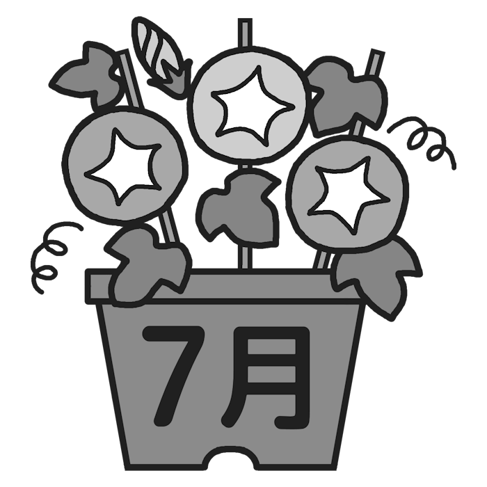 アサガオ 朝顔 モノクロ 7月タイトル無料イラスト 夏の季節 行事素材
