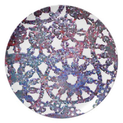 lace look stained glass image blue purple pattern party plates