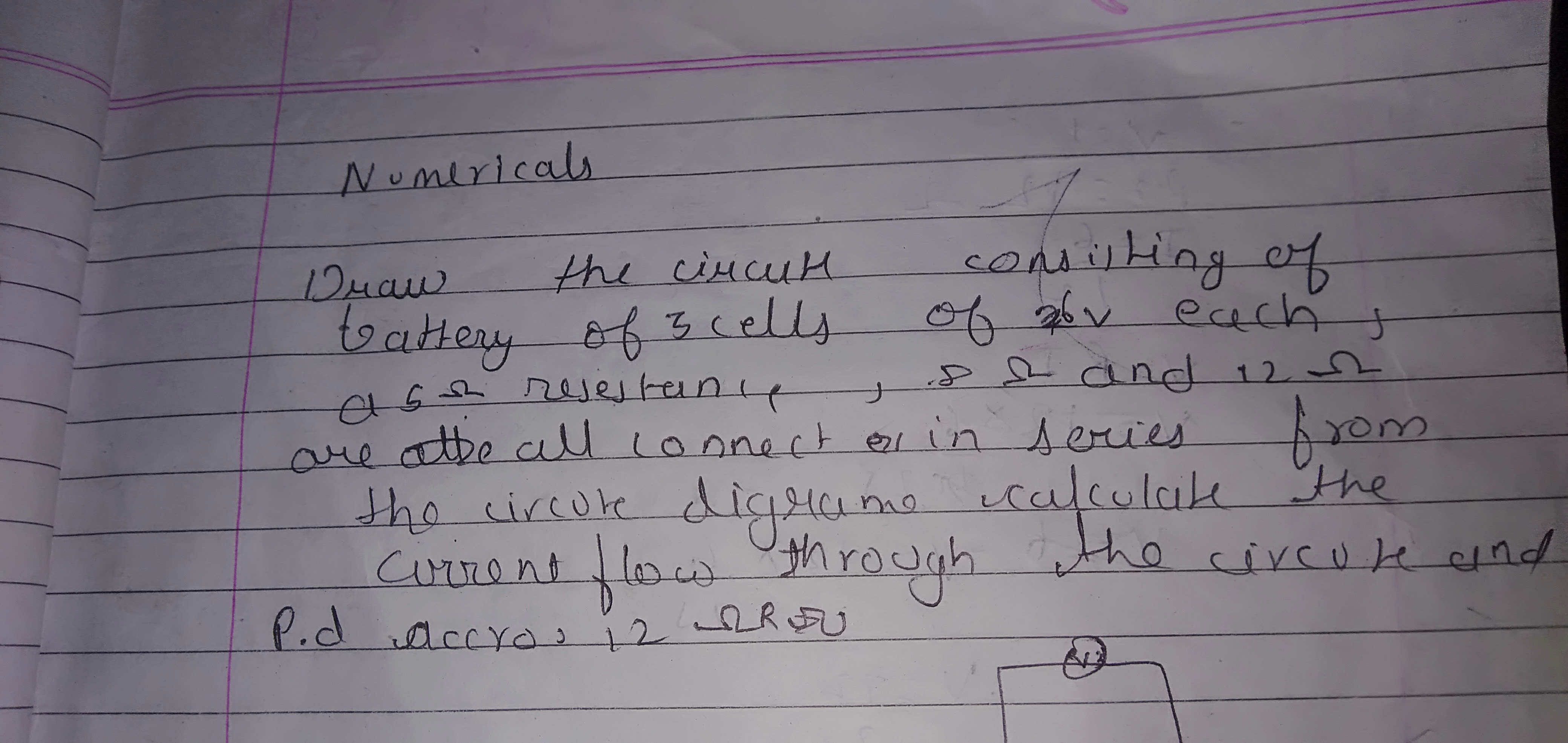 The Circuit Consistent Of 3 Cells Of 6 V Each A 5 Ohm Resistance 8ohn Resistance 12 Ohm Resistance Connect In Series From The Circuit Diagram Calculat Physics Topperlearning Com 1mayfjhh