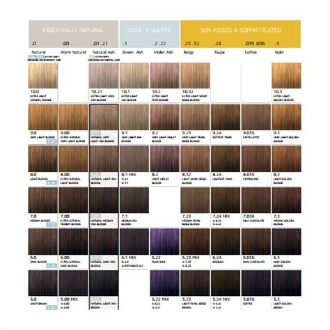  free 8 sample hair color chart templates in pdf