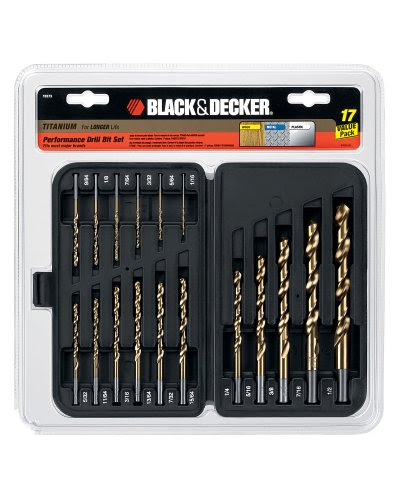 Christmas Black & Decker 17 Pc 135º Split Point Titanium Drill Bit Set Part No. 15573 Deals