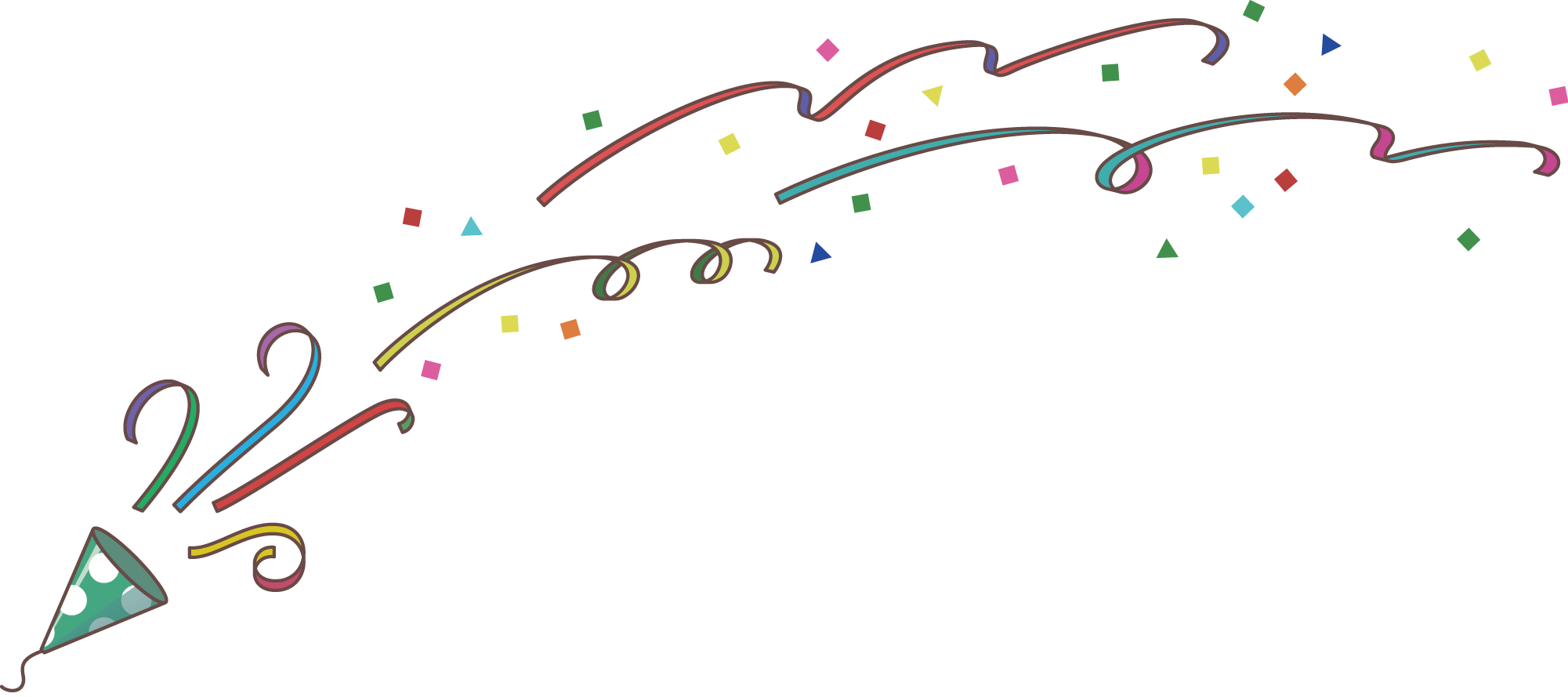 パーティクラッカーイラスト 紙テープと紙ふぶきのパーツ素材付き 可愛い無料イラスト素材集