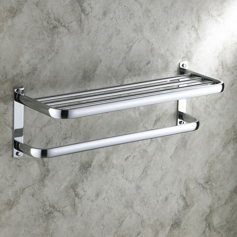 Modern Towel Bar Contemporary Wall-mounted Chrome Finish Double Towel Bar