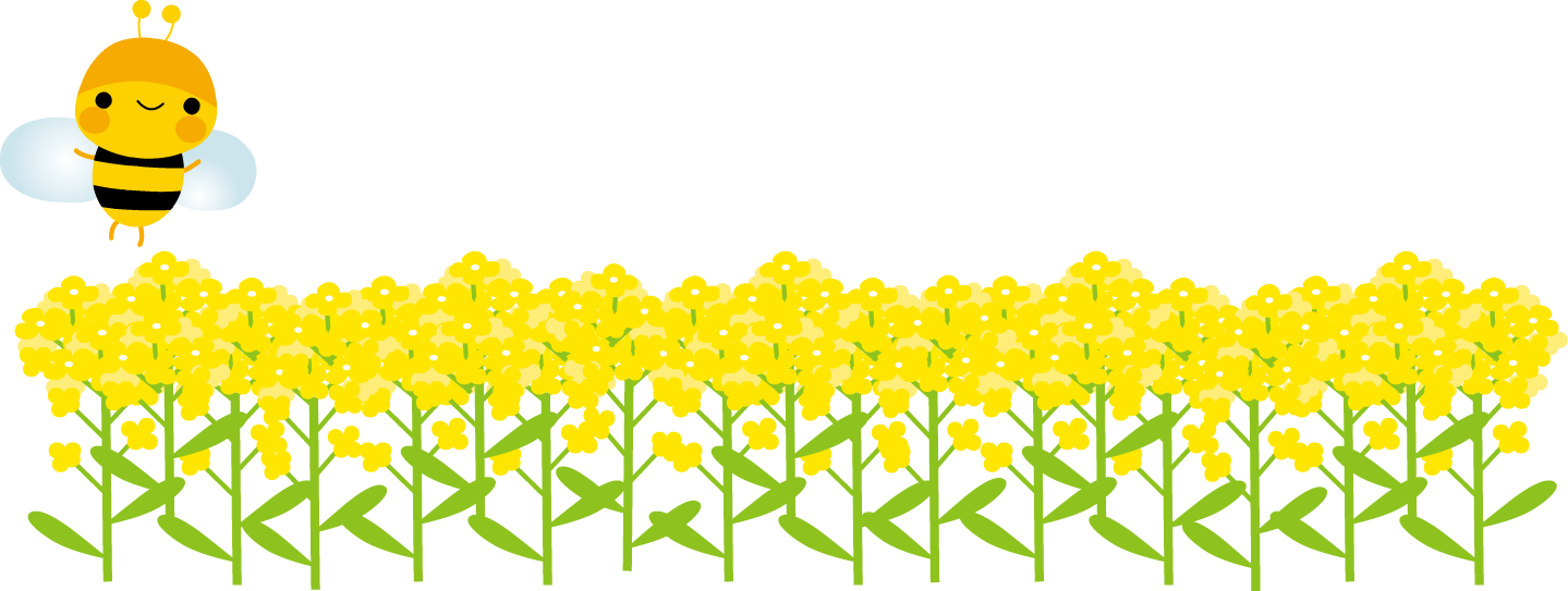 菜の花とみつばちのイラスト 無料イラスト フリー素材