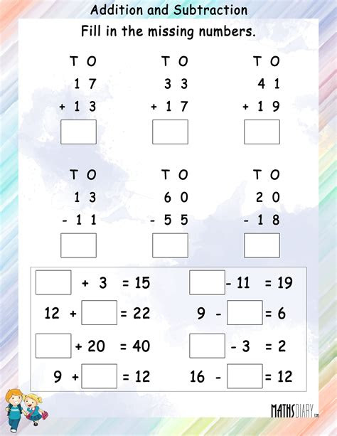  addition subtraction math worksheets mathsdiarycom