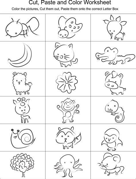  color the pictures cut them out and paste them onto the correct letter