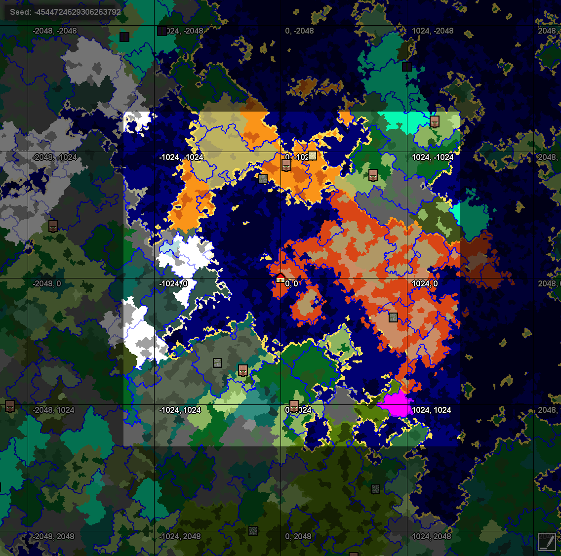 神seedを発見 全てのバイオームが近い 見どころ盛りだくさんの村が２つ 神シードハンター