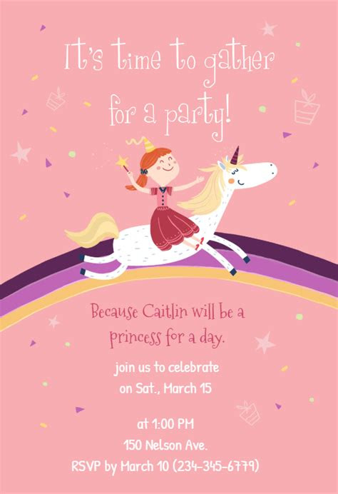 Pick your favorite template and customize it with our online editor and download it for free! unicorn printable invitation customize add text and photos print