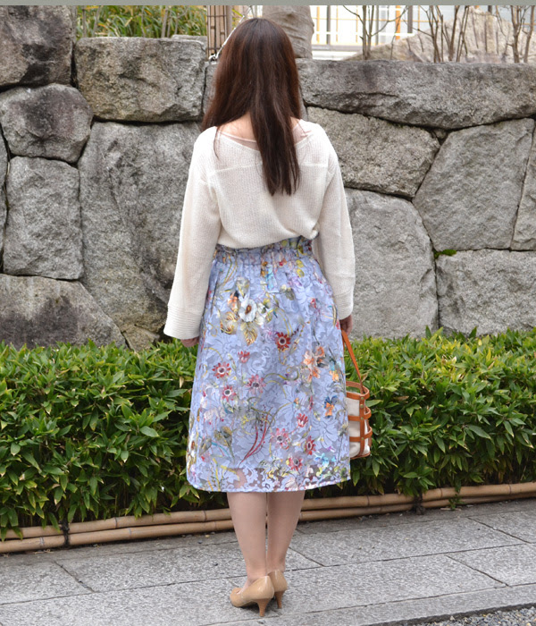 春の花柄スカートコーデ みさやまコーデ 布屋みさやま