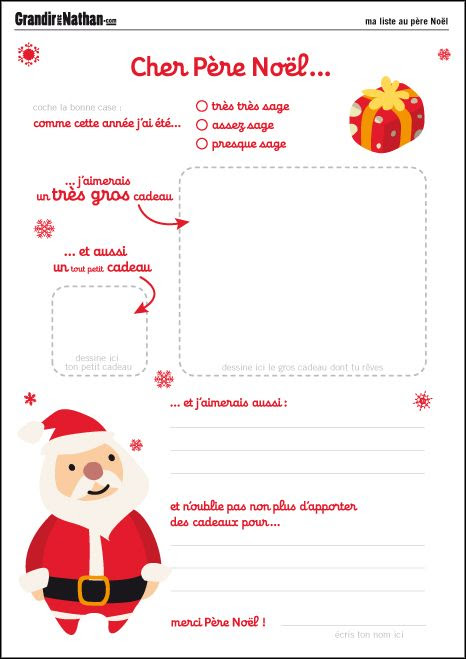 Activité à imprimer : la lettre au père Noël