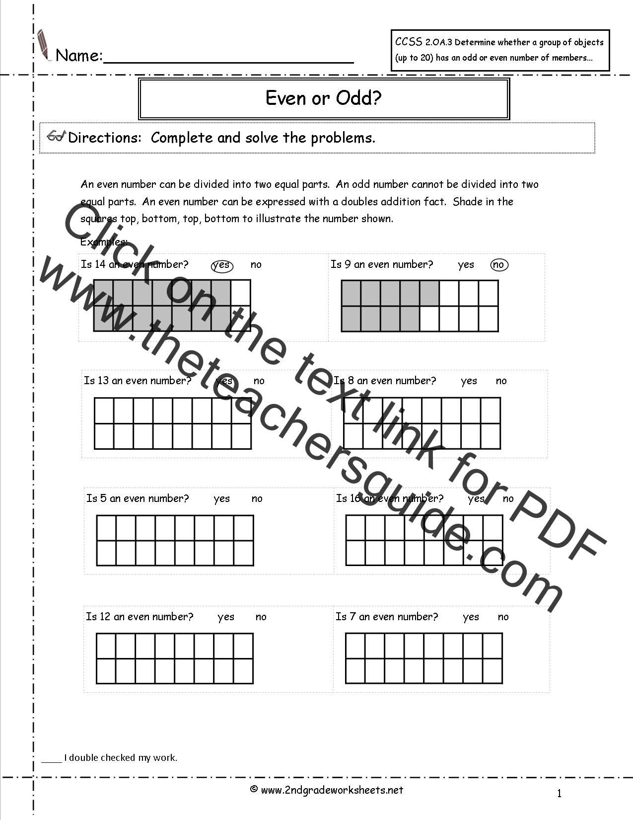 2nd Grade Math Common Core State Standards Worksheets