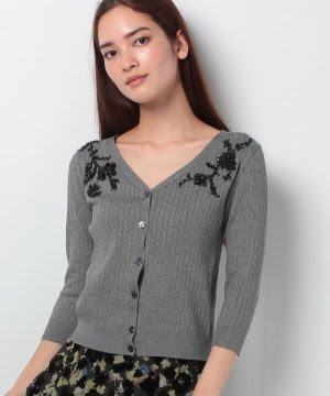 Jusglitty ジャスグリッティー ビーズ刺繍カーディガン カーディガン