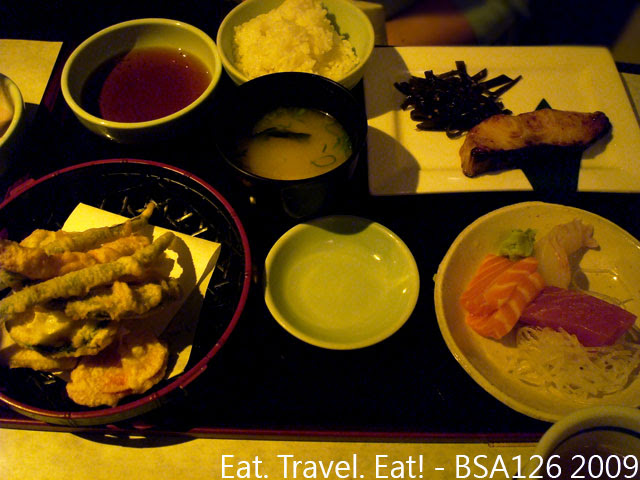 Sashimi, Termpura, and Broiled Black Cod