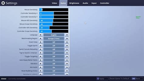 settings keybinds  fortnite mouse