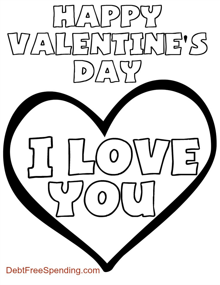valentine's day "i love you" coloring page  debt free spending