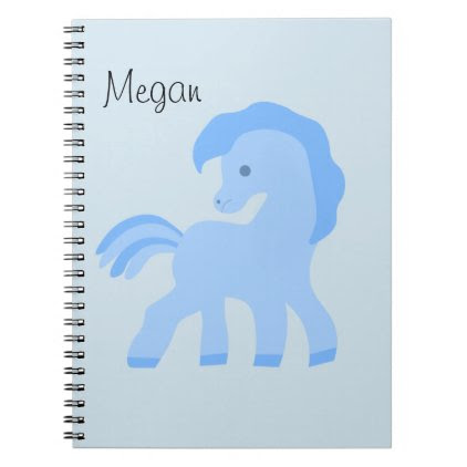 Cute Cartoon Blue Horse Spiral Notebook
