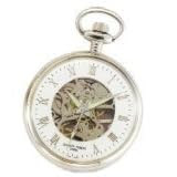 Charles Hubert Classic Off White Ceramic Dial Pocket Watch with Curb Chain and Belt Clip XWA839