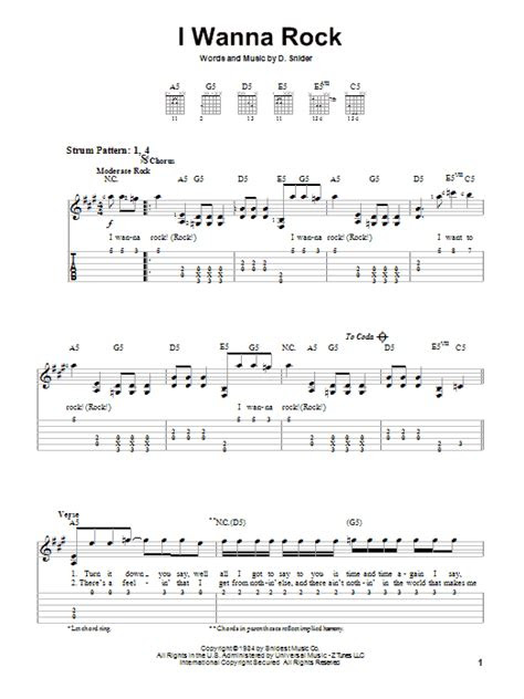 wanna rock  twisted sister easy guitar tab guitar