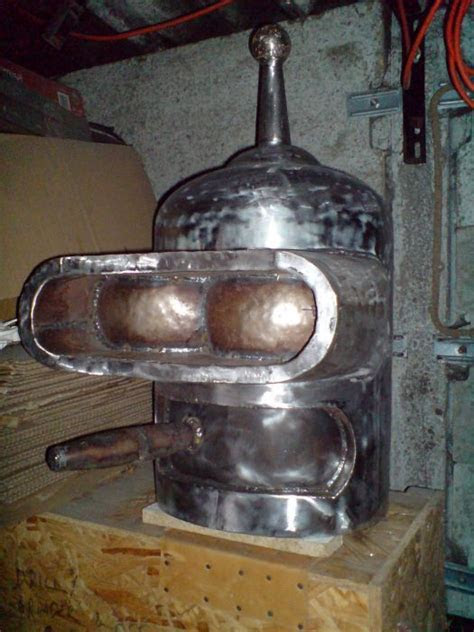 diy futurama inspired bender wood stove  pics